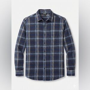 Eddie Bauer Men’s Flannel Shirt Small Blue Brown Plaid Button Down Long Sleeve